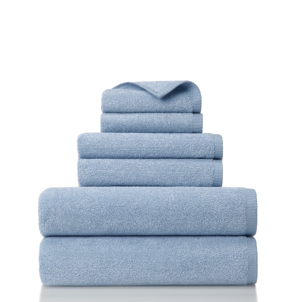 Gap Home Melange Organic Cotton 6 Piece Bath Towel Set Blue