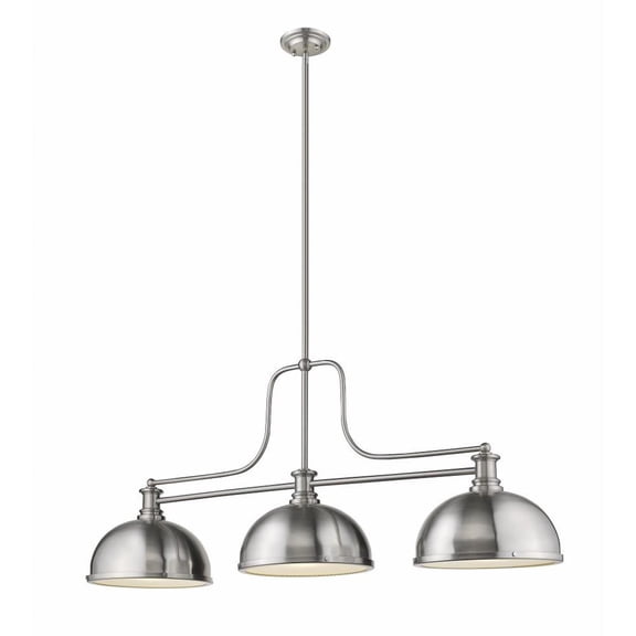 3 Light Chandelier in Restoration Style-21 inches Tall and 13.25 inches Wide-Brushed Nickel Finish-Brushed Nickel Shade Color Bailey Street Home