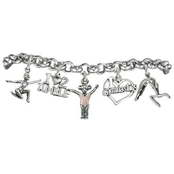Gymnastic Adjustable 5 Charm Cable Chain Bracelet 4yrs Old To 45yrs Hypoallergenic, Safe-Nickel,Lead Free!  419-365-1074-545-1104B2