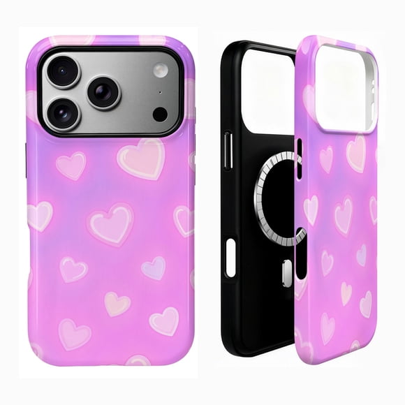 SKLYDDI Funda para iPhone 14 con Corazones Rosas, Compatible con MagSafe