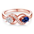 thumbnail image 2 of Gem Stone King 18K Rose Gold Plated Silver Lab Grown Diamond and Blue Created Sapphire and Created Sapphire Infinity Promise Ring for Women | 1.09 Cttw | Oval 6X4MM | Gemstone Birthstone | Size 8, 2 of 5