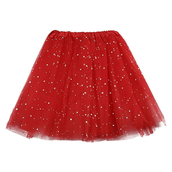 Wijhcboe 2025 Women's Tutu Skirt Adult Long Skirts Dance Fluffy Dkirt Triple Bathing Suit Wrap Skirt Star Sequined Mesh Skirt Sequin Skirt for Women Skirt Two Piece Skirt Outfits for Women
