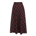 thumbnail image 4 of APEXFWDT Womens High Elastic Waist Maxi Skirt A-line Plaid Wool Blend Winter Warm Flare Long Skirts for Women Vintage Print Flowy Midi Skirts, 4 of 7