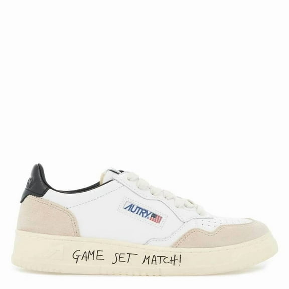 Autry Medalist Low Sneakers In White Leather And Suede With Custom Lettering Multicolor (Women's)