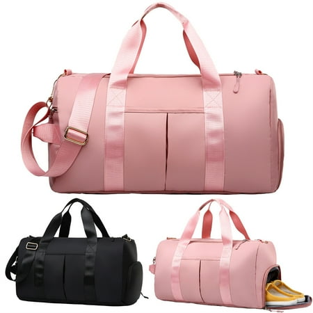 

Gym Duffle Shoulder Bag with Shoe Compartment Large Sport Travel Handbag with Dry Wet Pocket & Shoes Compartment for Women and Men