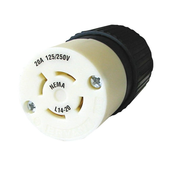 Bryant Locking Connector,Black/White,Nylon,20A 71420NC