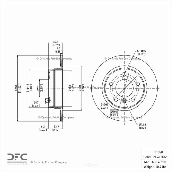 Dynamic 600-31028 DFC Brake Rotor Fits select: 1998-1999 BMW 323, 1996-1999 BMW 328