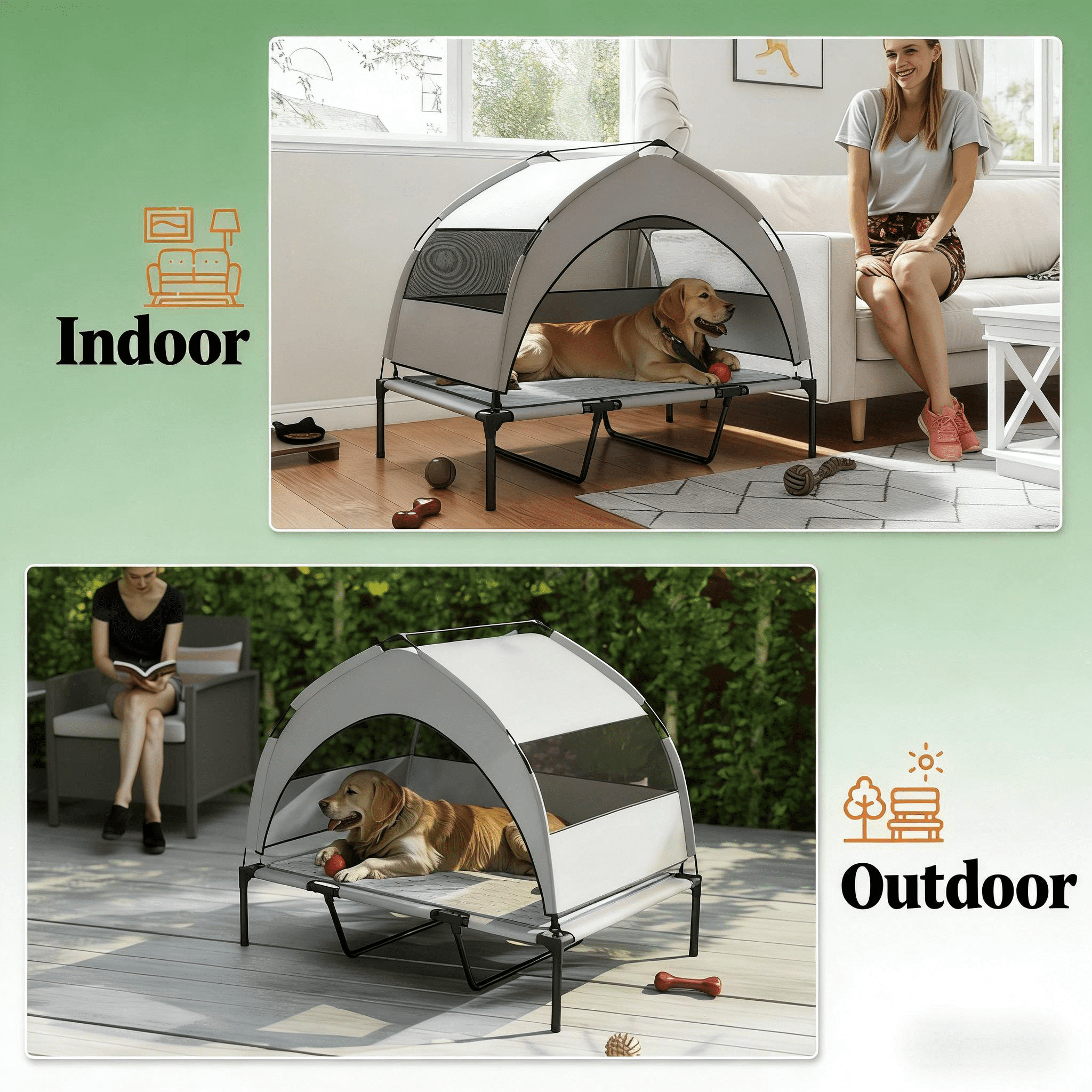 Raised Pet Cot, Elevated Portable Dog Cot