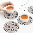 thumbnail image 7 of Pofeuu Cartoon Bear Brown Print Leather Coasters Set of 6, Round Cups Mugs Mat Pad for Home Kitchen Heat Resistant Drink Coasters,Round Shape, 7 of 7