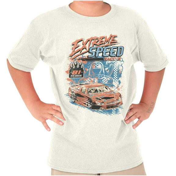 Vintage Extreme Speed Racecar Driver Crewneck T Shirts Boy Girl Teen Brisco Brands L