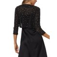 thumbnail image 3 of INSPIRE CHIC Star Mesh Cardigan for Women's Metallic Long Sleeve Party Crop Sheer Bolero Shrug XS Black, 3 of 6