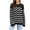 Black, variant on Women's Vintage Sweater Herringbone Striped Sweatshirts Comfortable Long Sleeve Crew Neck Sweater Tops Black