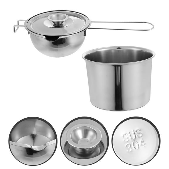 HONMEET Chocolate Melting Pot Set Stainless Steel Round Double Boiler for Melting Chocolate and Keeping Warm
