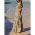 thumbnail image 3 of Light Green Boho Maxi Dress With Square Neck, Puff Sleeves, Tiered Flowy, 3 of 30