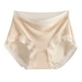 thumbnail image 1 of Women Solid Color Lace Mid Rise Breathable Polylactic Crotch Seamless Nude Briefs, 1 of 2