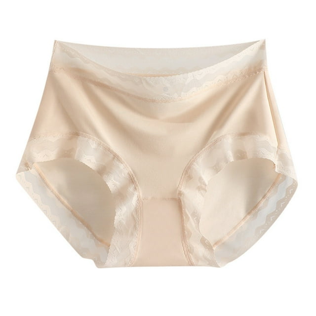 WILLBEST Womens Cotton Underwear Women Solid Color Lace Mid Rise Breathable Polylactic Crotch Seamless Briefs