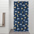 thumbnail image 2 of Dark Blue Sun Moon Cloud Star Pattern Shower Curtain 36"x72" ,Bathroom Decorative Shower Curtains Set with 12 Hooks,Modern Waterproof Washable Shower Curtain, 2 of 6