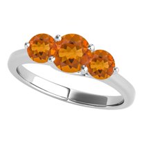 Mauli Jewels Engagement Rings for Women 2.15 Carat Three Stone Citrine Ring 4-prong 10k White Gold
