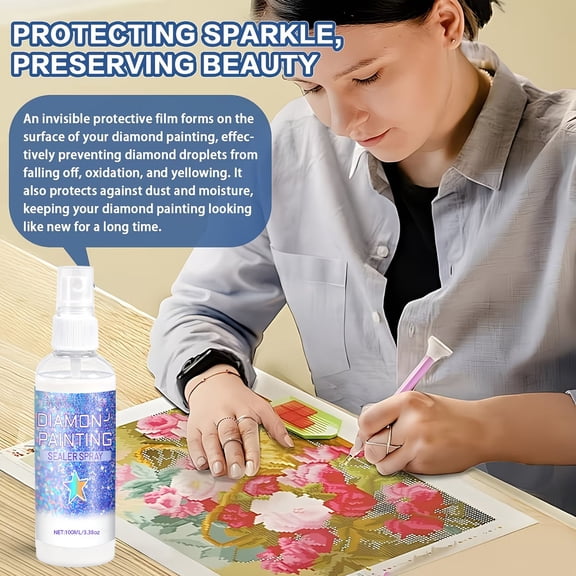 Diamond Art Sealer Spray 100ml, Fine Mist No Brush Needed Sealing Spray for Diamond Paintings, Long Lasting Gloss Finish Protector for DIY Art
