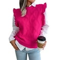 thumbnail image 2 of Liacowi Women Juniors Sweater Vest Autumn Winter Casual Pullovers Outwear Ruffles Sleeveless Slim Knitwear Tops, 2 of 7