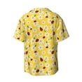 thumbnail image 4 of Goofa Chamomile And Ladybug Printed Men's Casual Short-sleeved Shirt,Lightweight Breathable Button-down,Summer Casual men's top,Versatile Fashion shirt-Small, 4 of 7