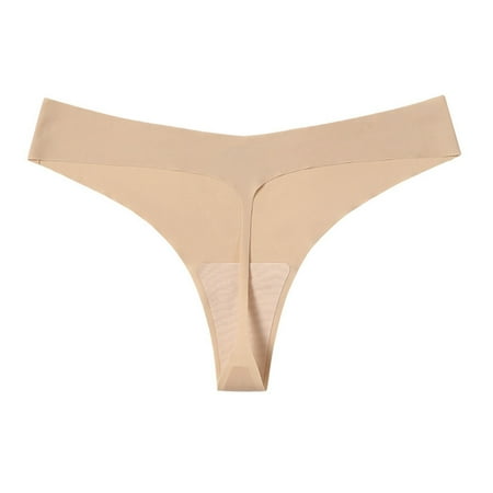 

Womens Underwear Bikini Girls Low Waist Panty Seamless Thongs Solid Nylon Ice Silk Brief Panties