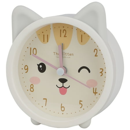 REGALWOVEN Mechanical Alarm Clock, Cute Kitten Design, Analog Dial, Durable Casing for Teens, Fits Bedroom White 3.8L x 1.7W x 3.3H