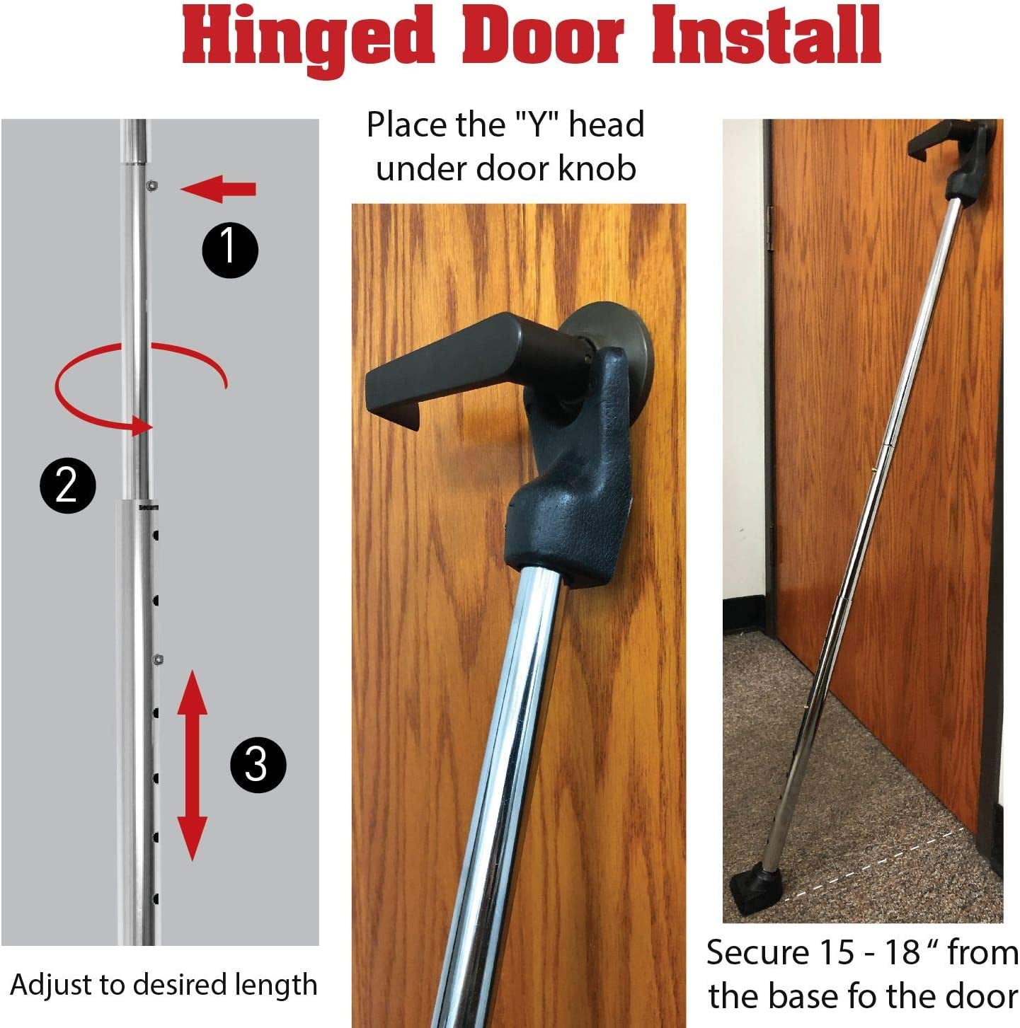 SECURITYMAN Adjustable Door Security Bar - Constructed of High Grade Iron -  Great for Apartment Security or Home Protection Door Stoppers - (22.25” 