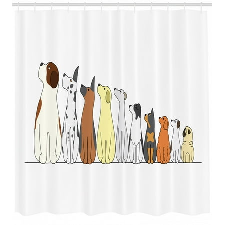 Dogs Shower Curtain Dogs In A Row Looking Away Cute Humor German