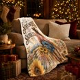 thumbnail image 3 of Sunflower Cowgirl Nostalgic Watercolor Western Ranch Scene, Peaceful Mountain Lake Scene, Warm Flannel Blanket for Cabin and Lodge, Outdoor Lovers Thanksgiving Gift, Artistic Home Decor, 3 of 9