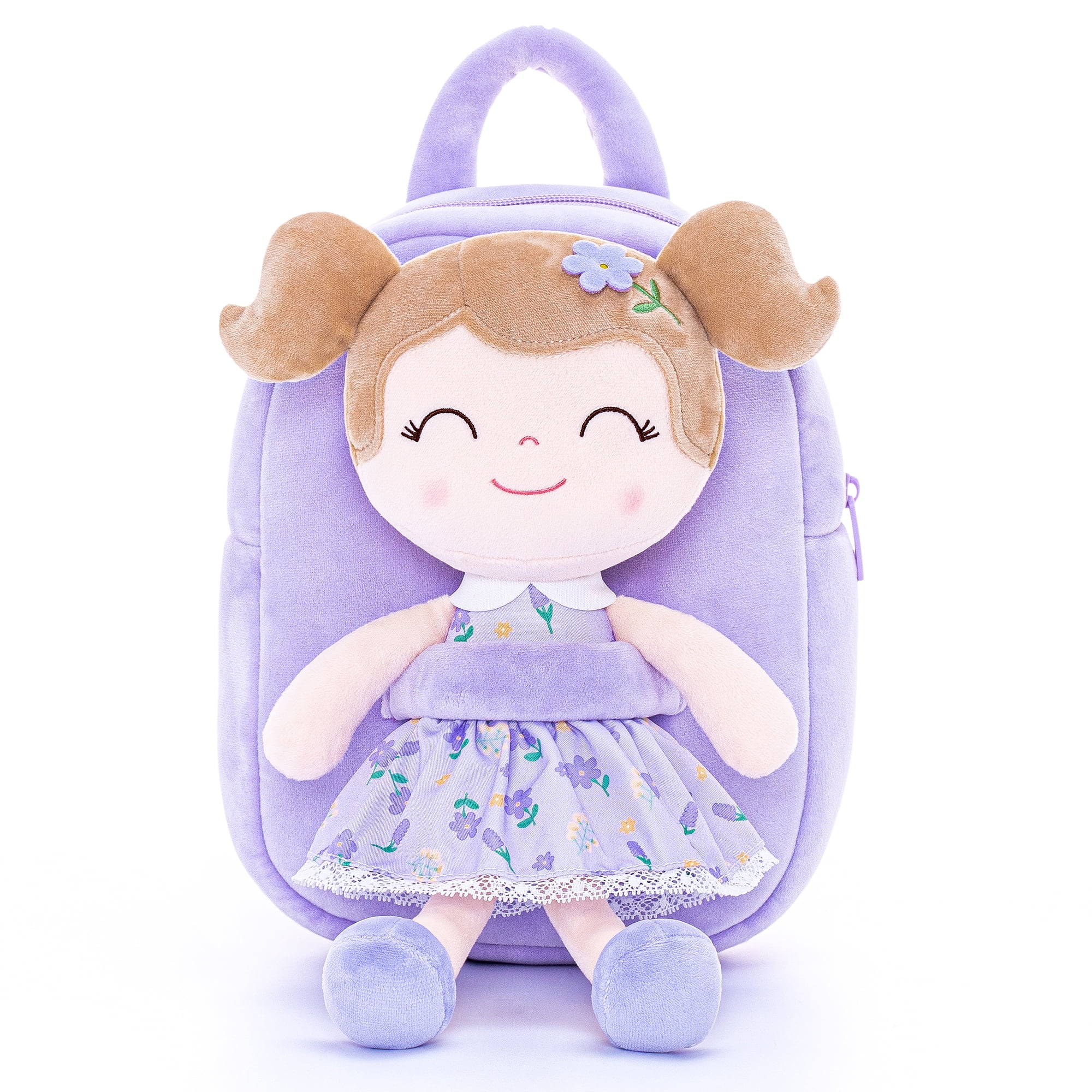Gloveleya Plush Dolls Baby Girl Gifts Soft Girl Toys with Blue Flower Patterns 16"