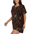 thumbnail image 2 of Naloa Fishbone Rose Women's Short-Sleeved Pajama Set, Loungewear, Summer pajamas, Breathable Cozy - 3X-Large, 2 of 9