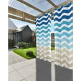 thumbnail image 3 of nqOlkjepod Outdoor Curtains for Patio Waterproof, Blue Brown Stripes Outdoor Privacy Panels Grommet, Abstract Geometric Ombre Wave Stripe Blackout Outside Curtains for Porch/Cabana 54"x84", 2 Panels, 3 of 8