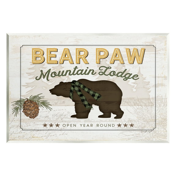 Stupell Bear Paw Mountain Lodge Cabin Animals & Insects Painting Wall Plaque Unframed Art Print Wall Art