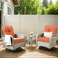 thumbnail image 6 of Vcatnet 9 Pieces Patio Furniture Sets with 42" Fire Pit Table, Outdoor Wicker Rattan Sectional Sofa, All Weather Conversation Set with Swivel Glider Chairs and Solar Powered Coffee Table, Orange Red, 6 of 9