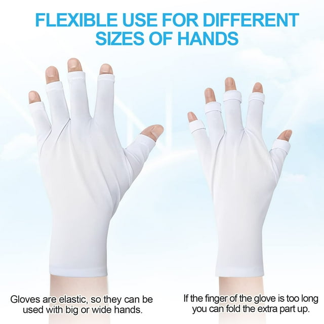 ZheElen 2pcs Polyurethane UV Protective Gloves For Manicure Professional Grade Soft Fabric Widely Used 1Set
