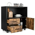 thumbnail image 1 of Gymax Armoire de Rangement de Cuisine à 2 Portes Buffet avec Porte-Bouteilles et Porte-Verres, 1 of 9
