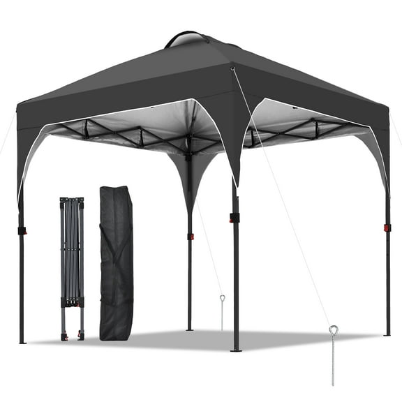 Outdoor Basic 10'x10'FT Pop Up Canopy, Easy-Setup Gazebo, Outdoor Awning with 3-Adjustable Heights for Beach, Parties, Camping, Black.