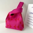 thumbnail image 3 of Mini bolso de mano de punto para niñas y mujeres, bolso de mano reutilizable hecho a mano, bolsos de compras, bolso de muñeca, 4 colores, 3 of 5