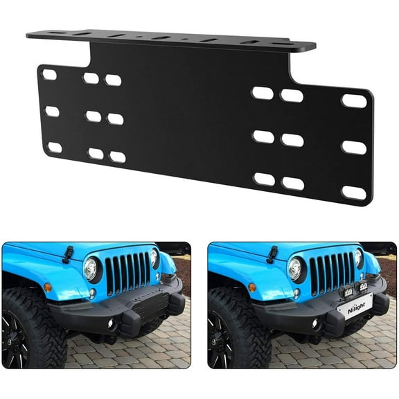 Nilight Universal License Heavy Duty Steel Front Plate Mounting Bracket Holder for Off-Road LED Work Lamps Lighting Bars,Black