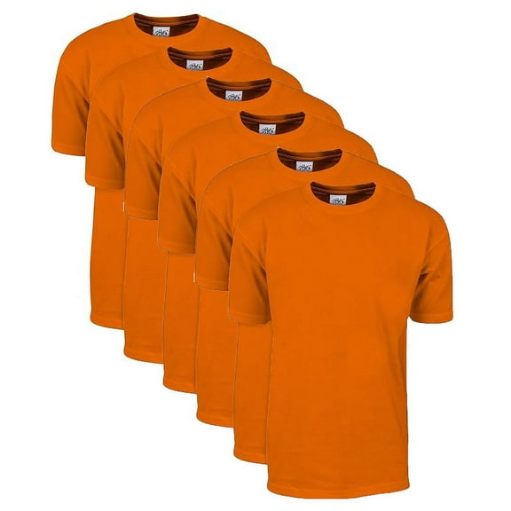 6 Pack Shaka Wear Men's Max Heavyweight Short Sleeve Crew Neck T-Shirt - Orange - XL