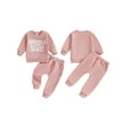 thumbnail image 2 of Gupgi 2pcs Fall Baby Boy Girl Long Sleeve Letters Print Pullover Solid Color Elastic Waist Sweatpants, 2 of 9