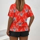 thumbnail image 4 of Fiudx Ofertas Flash Artículos En Oferta Camiseta de Manga Corta Grande con Cuello Redondo Plisada y Cintura de Manga Corta Informal a La Moda para Mujer, 4 of 5