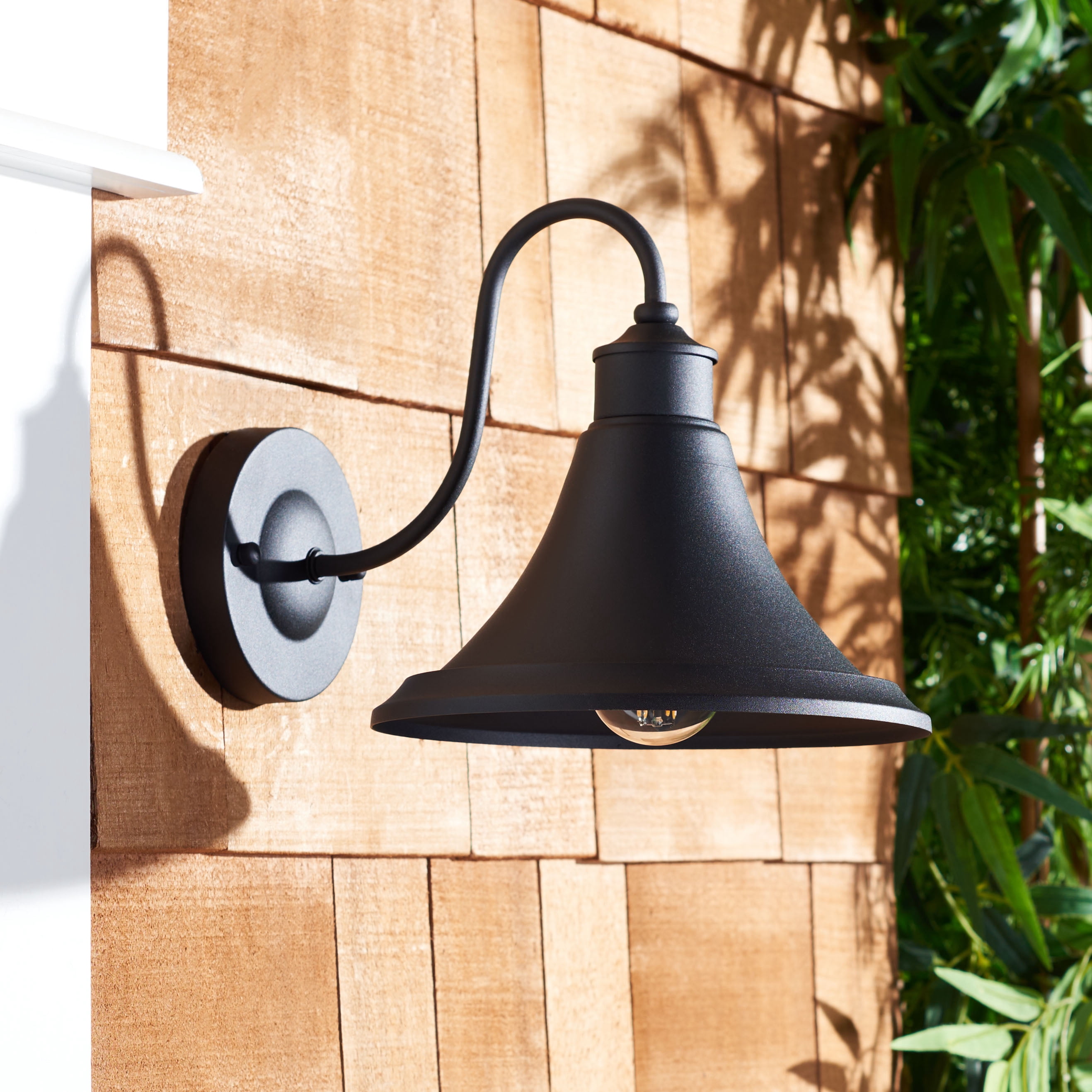 SAFAVIEH Graylyn 2-Light A19 Black Steel Wall Sconce with Black Shade, Set of 2