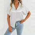 thumbnail image 6 of Karight Women's Silk Short Sleeve Shirts Satin Casual Blouses Button Down Tops for Women, 6 of 6