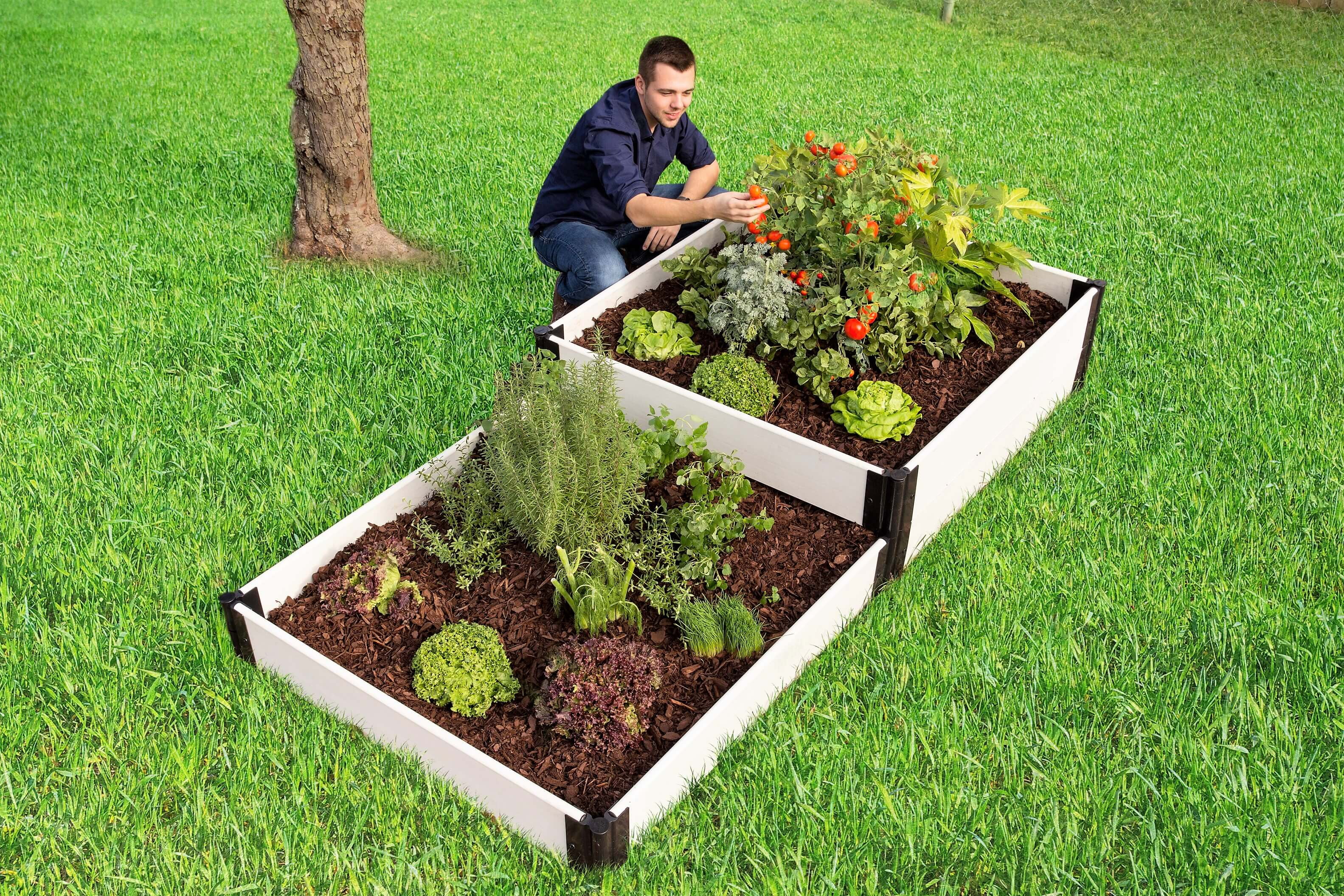Frame It All Classic White Raised Garden Bed Terraced 4' x 8' x 16