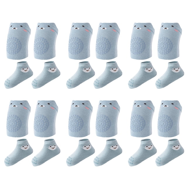 6 rodilleras antideslizantes para gatear para bebés y calcetines antideslizantes para bebés, Protector de rodilla para niños pequeños
