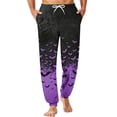 thumbnail image 2 of Domuza Halloween Pajama Pants for Men Casual Stretch Waist Drawstring Jogger Pjs Trousers Funny Novelty Print Lightweight Comfy Home Trousers Purple S, 2 of 5