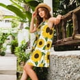 thumbnail image 2 of Picia Sunflowers Print Women’s Sleeveless Midi Swing Dress – A-Line Pleated Tank Sundress, Comfortable and Flowy T-Shirt Dress, 2 of 7