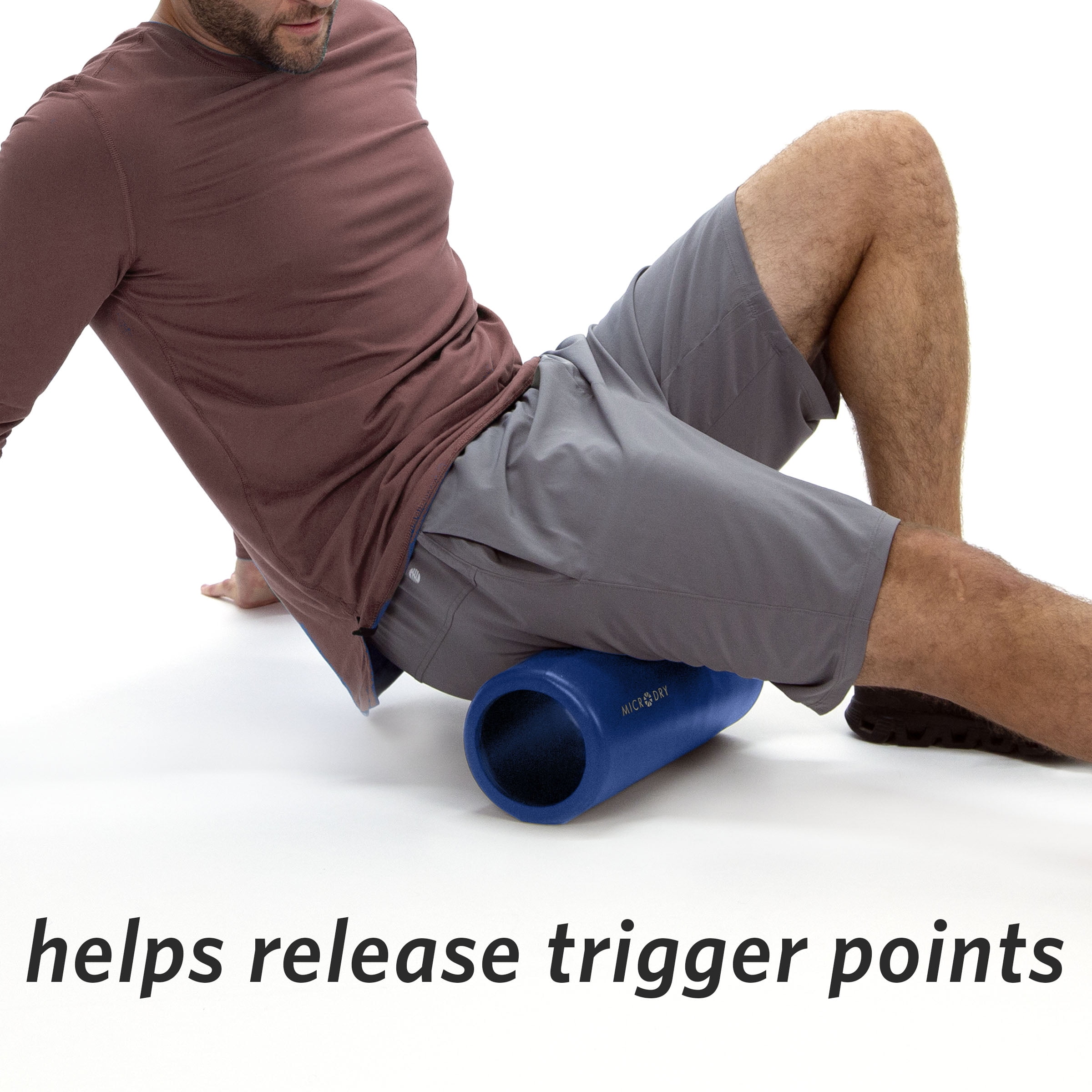 Microdry Fitness Foam Roller for Muscle Relief, Firm, 13" x 5.3", Blue
